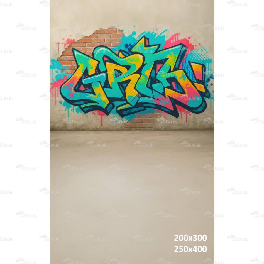 Tło fotograficzne – Kolorowe graffiti na zniszczonej ścianie | 3673